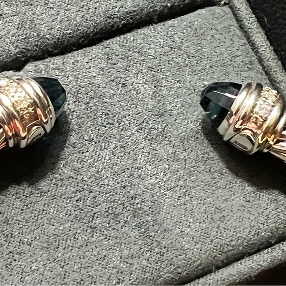 Hampton Blue Topaz David Yurman Cable bracelet Sterling Silver and Diamonds - Picture 9 of 11